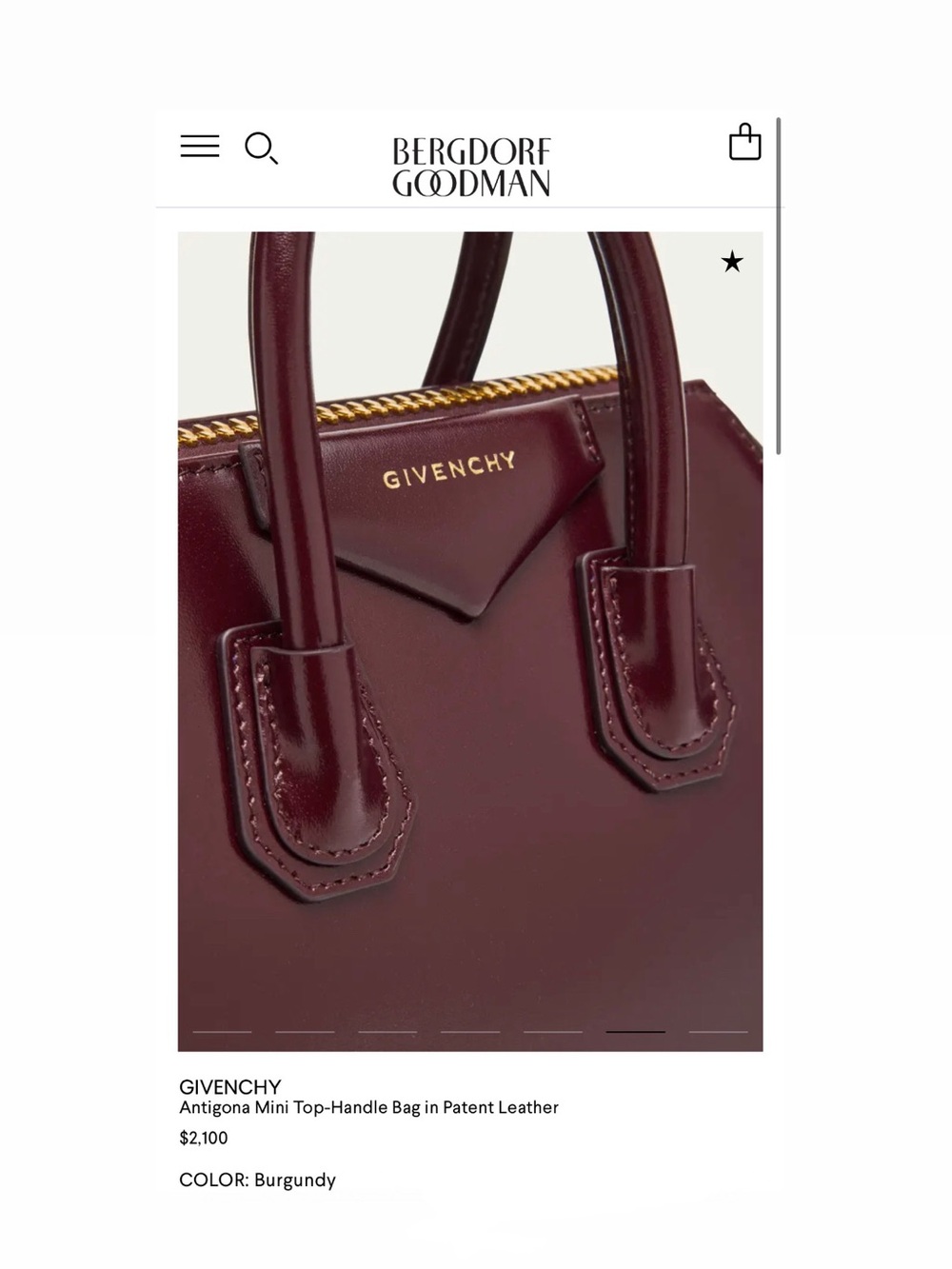 Givenchy Mini Antigona Top-Handle Bag in Burgundy - Picture 7 of 9